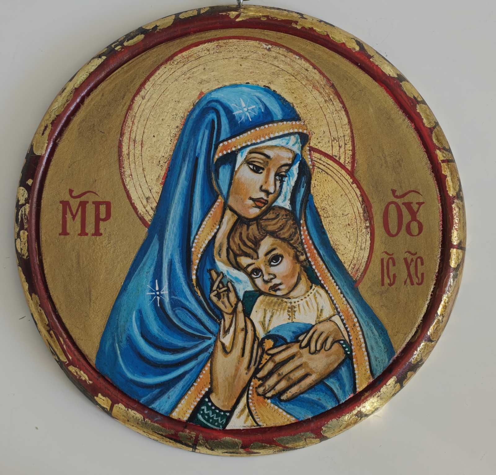 “The Holy Mother of God – 4” – Krasimir Tashev | Round Icon on Wood