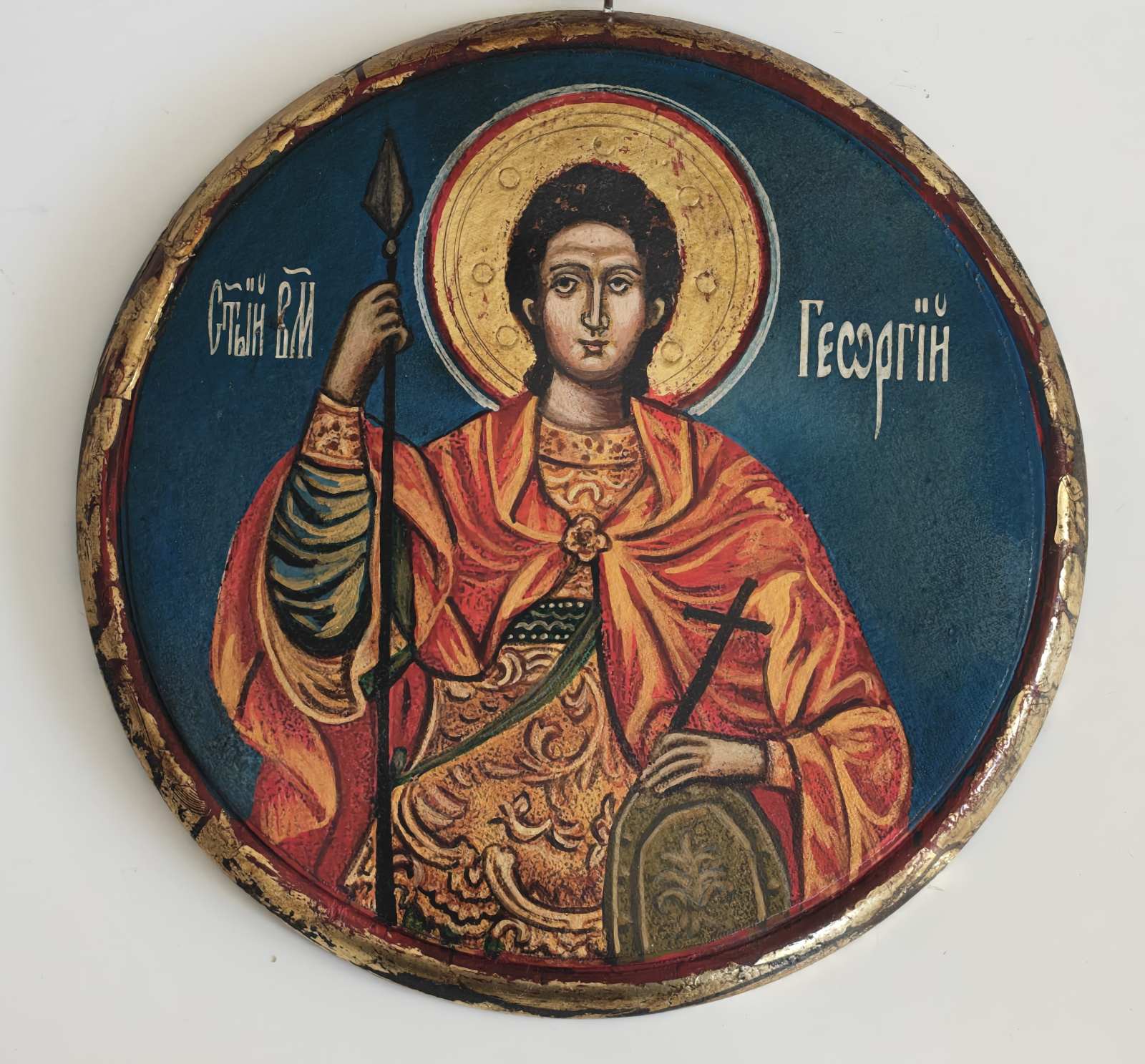 “Saint George” – Krasimir Tashev | Round Icon on Wood