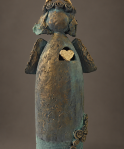 “Angel with a Golden Heart” – Tall – Eli Gerzilova | Original ceramic sculpture